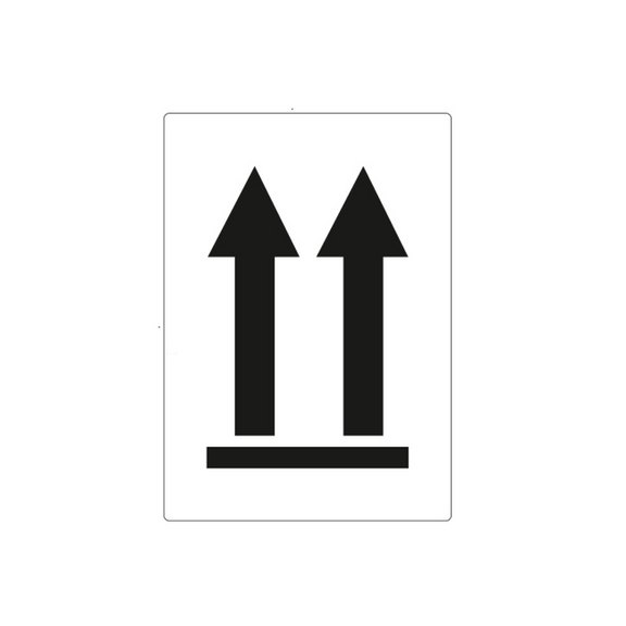 Haftetiketten, Symbol 2 Pfeile, Hinweis auf eine ordnungsgemäße Lagerung des Kartons, weiß