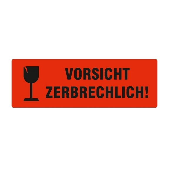 Haftetiketten "Vorsicht zerbrechlich!" + Symbol, rot
