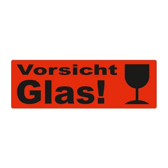 Haftetiketten "Vorsicht Glas!" + Symbol, rot