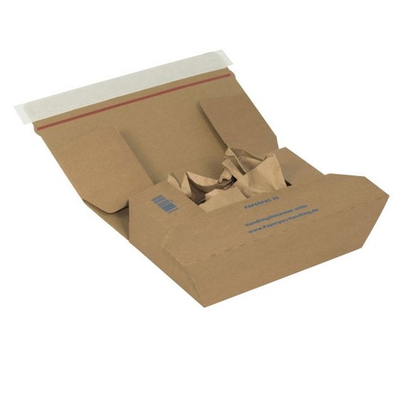 Versandverpackung Paperpac mit Selbstklebeverschluss und Aufreißhilfe